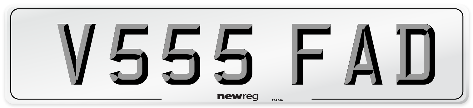 V555 FAD Number Plate from New Reg